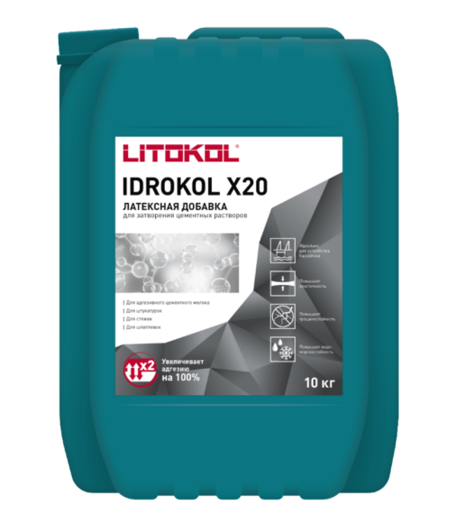 Litokol Idrokol X20-М Добавка латексная для цементных растворов, 10 л. Litokol Idrokol X20-М Добавка латексная для цементных растворов, 10 л.