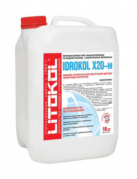 Litokol Idrokol X20-М Добавка латексная для цементных растворов, 10 л.