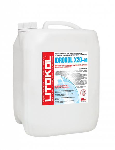 Litokol Idrokol X20-М Добавка латексная для цементных растворов, 20 л.